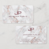 Monogram Rose Gold Weißer Marmor Moderne Vorlage Visitenkarte (Vorne/Hinten)