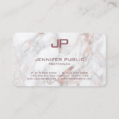 Monogram Rose Gold Weißer Marmor Moderne Vorlage Visitenkarte (Rückseite)