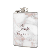 Monogram Rose Gold Weißes Marmorvorlage Beste Flachmann (Links)