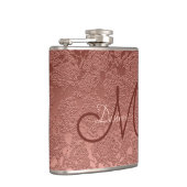 Monogram Rose Golden Rosa Floral Moderne Kunst Flachmann (Rechts)