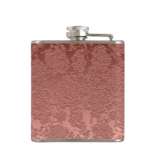 Monogram Rose Golden Rosa Floral Moderne Kunst Flachmann (Rückseite)