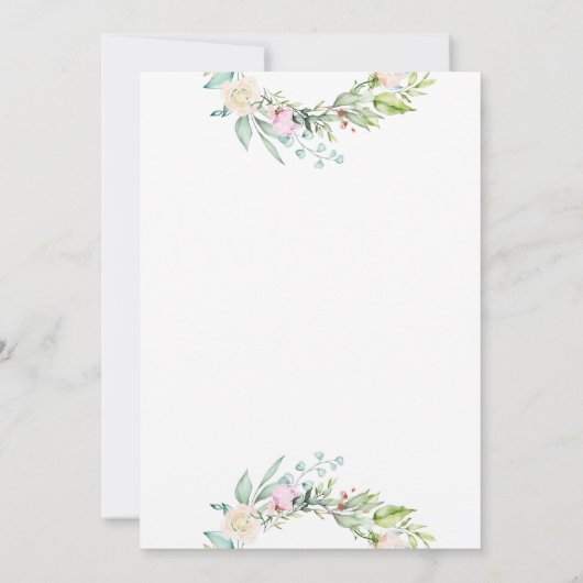 Monogram Rose Greenery Floral Wedding Einladung (Rückseite)