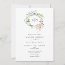 Monogram Rose Greenery Floral Wedding