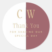 Monogram Rose Pink Gold Gastgeschenk Hochzeit Gesc Runder Aufkleber (Vorderseite)