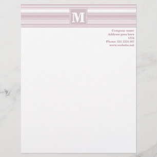 Monogram-Rose-Quartz-Streifen Briefbogen