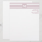 Monogram-Rose-Quartz-Streifen Briefbogen (Vorne/Hinten)