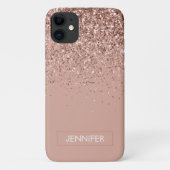 Monogram Rose Rose Gold Glitzer & Sparkline Case-Mate iPhone Hülle (Rückseite)