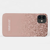 Monogram Rose Rose Gold Glitzer & Sparkline Case-Mate iPhone Hülle (Rückseite (Horizontal))