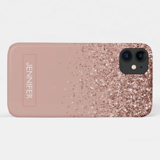 Monogram Rose Rose Gold Glitzer & Sparkline Case-Mate iPhone Hülle (Rückseite (Horizontal))