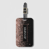 Monogram Rose Rose Gold Glitzer & Sparkline Gepäckanhänger (Vorderseite Vertikal)