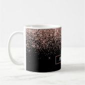 Monogram Rose Rose Gold Glitzer & Sparkline Kaffeetasse (Links)