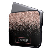 Monogram Rose Rose Gold Glitzer & Sparkline Laptopschutzhülle (Vorderseite Links)