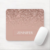 Monogram Rose Rose Gold Glitzer & Sparkline Mousepad (Mit Mouse)