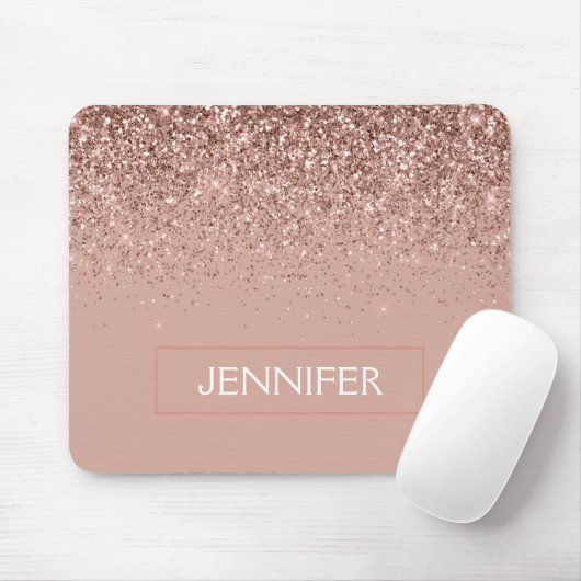 Monogram Rose Rose Gold Glitzer & Sparkline Mousepad (Mit Mouse)