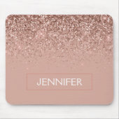 Monogram Rose Rose Gold Glitzer & Sparkline Mousepad (Vorne)