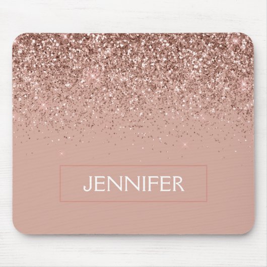 Monogram Rose Rose Gold Glitzer & Sparkline Mousepad (Vorne)