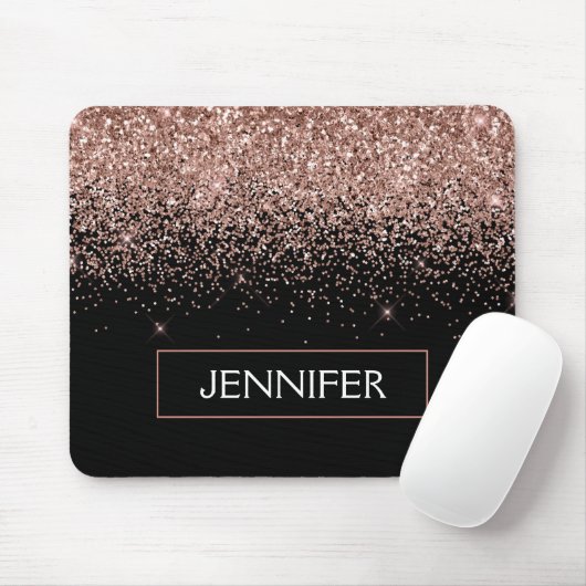 Monogram Rose Rose Gold Glitzer & Sparkline Mousepad (Mit Mouse)