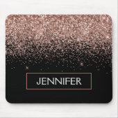 Monogram Rose Rose Gold Glitzer & Sparkline Mousepad (Vorne)