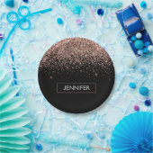 Monogram Rose Rose Gold Glitzer & Sparkline Pappteller (Party)