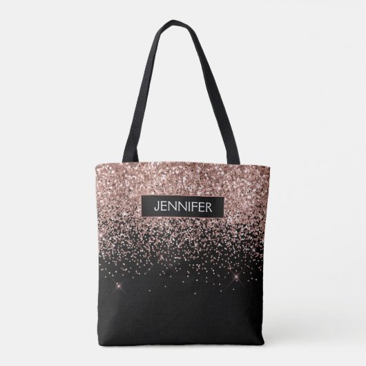 Monogram Rose Rose Gold Glitzer & Sparkline Tasche (Rückseite)