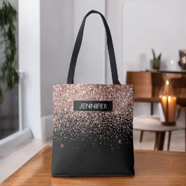 Monogram Rose Rose Gold Glitzer & Sparkline Tasche