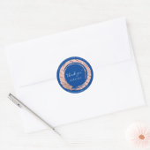 Monogram-Rose Vielen Dank Web-Boutique Shop Blue Runder Aufkleber (Umschlag)