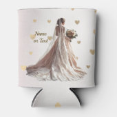 Monogram Rose Winter Wedding Bride Golden Hearts Dosenkühler (Vorderseite)