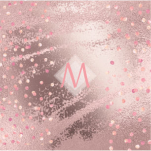 Monogram ROSEGOLD Metallic Foil Confetti Look Aufkleber