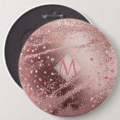 Monogram ROSEGOLD Metallic Foil Confetti Look Button (Vorne & Hinten)
