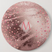 Monogram ROSEGOLD Metallic Foil Confetti Look Button (Vorderseite)