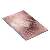 Monogram ROSEGOLD Metallic Foil Confetti Look Notizblock (Rechte Seite)