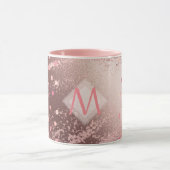 Monogram ROSEGOLD Metallic Foil Confetti Look Tasse (Zentrum)