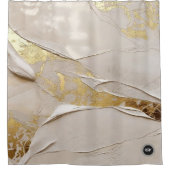 Monogram Roségold Texturierter Stuck Abstract Duschvorhang (Vorderseite)