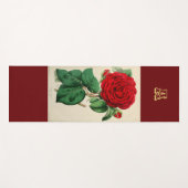 Monogram Rote Rose Blume Vintage Kunst Yogamatte (Vorderseite (Horizontal))