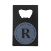 Monogram Round Blue Jeans Blue/Black, Dot Border Kreditkartenflaschenöffner (Rückseite)