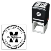 Monogram Round Border Varsity Style Rücksendeadres Permastempel (Beispiel)