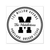 Monogram Round Border Varsity Style Rücksendeadres Permastempel (Design)