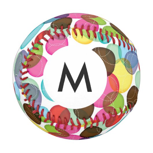 Monogram Round Bubbles Kids Muster 2 Baseball (Vorderseite Links)