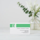 Monogram Round Corner Emerald Green Business Card Visitenkarte (Stehend Vorderseite)