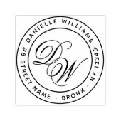 Monogram Round-Rücksendeadresse Elegante Calligrap Permastempel (Design)