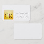 Monogram Rounded Corner Gelbe weiße Visitenkarte (Vorne/Hinten)