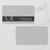 Monogram Rounded Corner Gray Strip Business Card Visitenkarte (Vorne/Hinten)