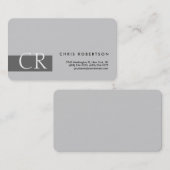 Monogram Rounded Corner Gray Strip Business Card Visitenkarte (Vorne/Hinten)