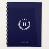 Monogram Royal Blau Moderner Minimalistischer Fitn Planer (Vorderseite)