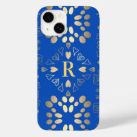 Monogram Royal Blue Gold Muster