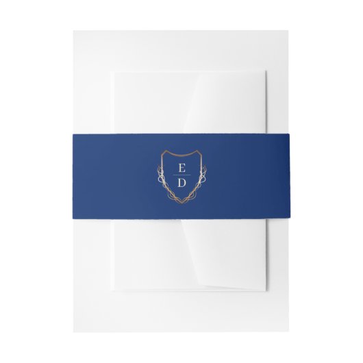 Monogram Royal Blue Golden Elegant Einladungsbanderole (Vorderseite Beispiel)