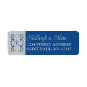 Monogram Royal Blue, Gray Floral Wedding Address (Vorne)