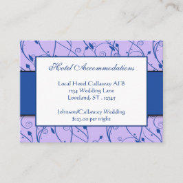 Monogram Royal Blue Lilac Floral Swirl Wedding Begleitkarte