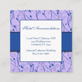 Monogram Royal Blue Lilac Floral Swirl Wedding Begleitkarte