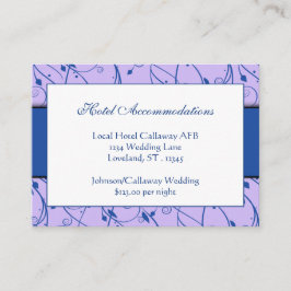 Monogram Royal Blue Lilac Floral Swirl Wedding Begleitkarte